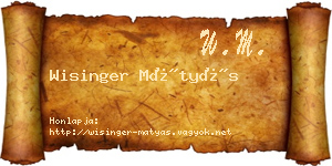 Wisinger Mátyás névjegykártya
